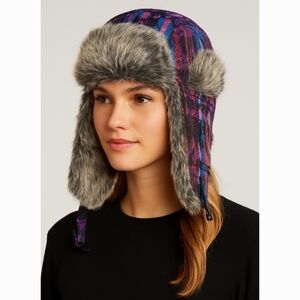 ADORA Multicolor Trapper Hat with Faux Fur